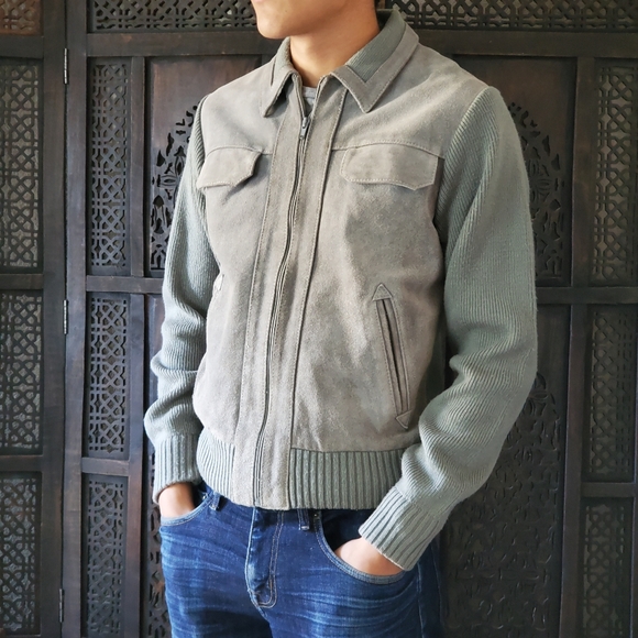 Vintage Leather sweater jacket - Picture 2 of 16